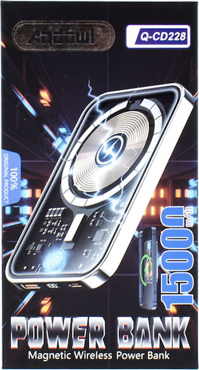 Andowl Q-CD228 Power Bank 15000mAh 15W Μαύρο