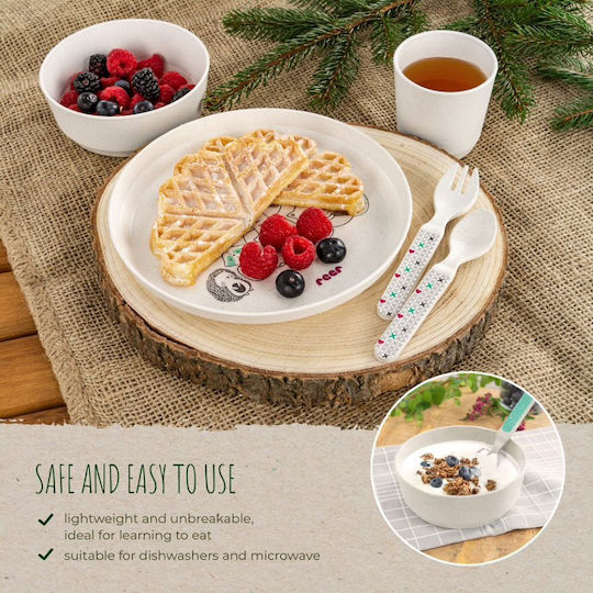 Reer Set Essgeschirr Lovely Friends aus Holz Beige 5Stück