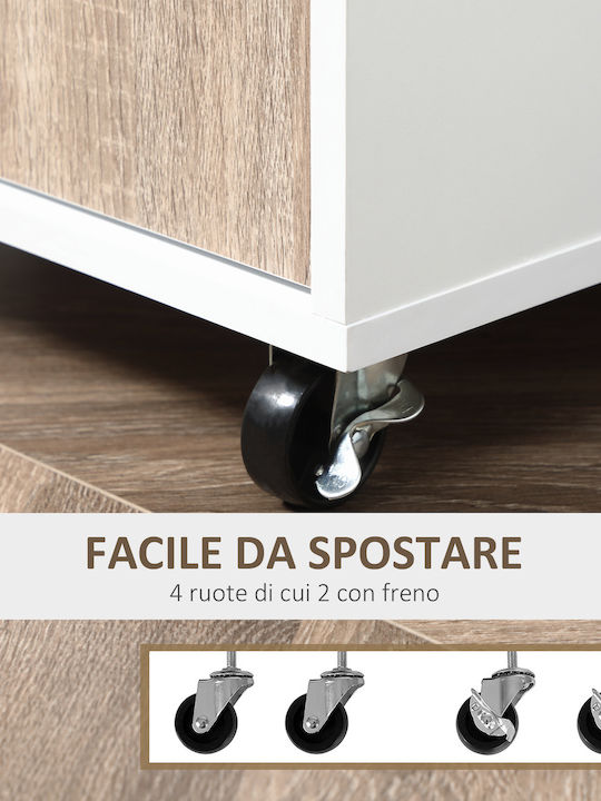 HomCom Wooden Kitchen Trolley 4 Tiers White 60x40x77cm