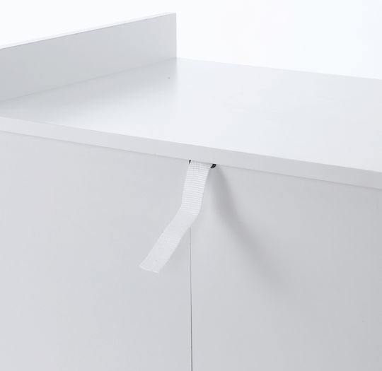 HomCom Troleu De Bucătărie Din Lemn Cu 4 Locuri Alb 60x40x77cm