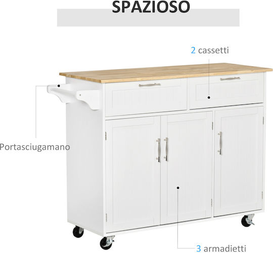 Floor Kitchen Cabinet White 121x46x91cm