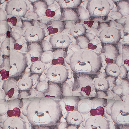 Dimcol Teddy Bear 536 Βρεφική Μαξιλαροθήκη από 100% Βαμβάκι Μωβ 35x45εκ.