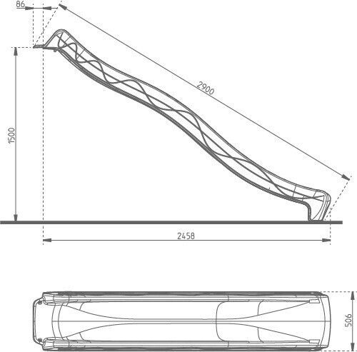 Showood Rutsche Tsuri für professionellen Gebrauch 290x49.1x290cm. Rot
