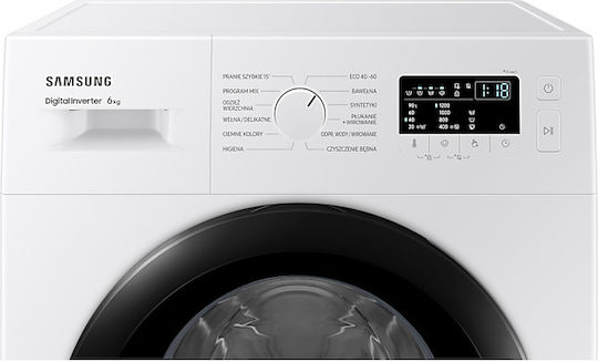 Samsung Πλυντήριο Ρούχων 6kg με Τεχνολογία Ατμού 1200 Στροφών SteamHygiene WW60A3120BE/LE