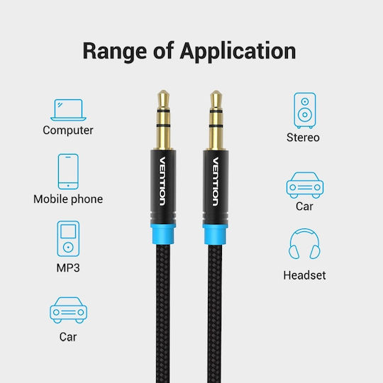 Vention 3.5mm male - 3.5mm male Cable Black 1m (P350AC100-B-M)