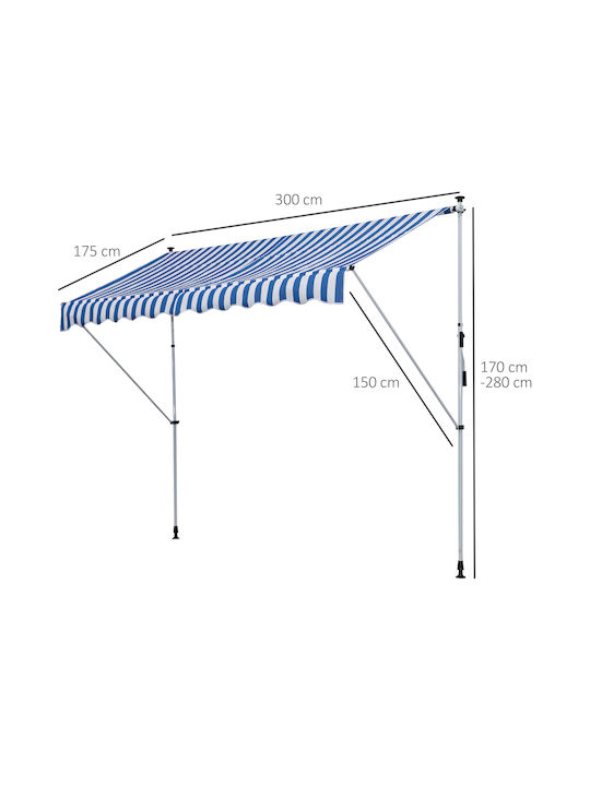 Outsunny Τέντα Βεράντας Μπλε 3x1.5m