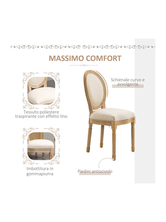 Dining Room Fabric Chair White 49x56x96cm 2pcs