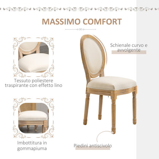 Dining Room Fabric Chair White 49x56x96cm 2pcs