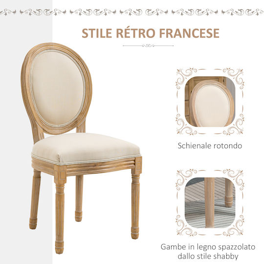 Dining Room Fabric Chair White 49x56x96cm 2pcs
