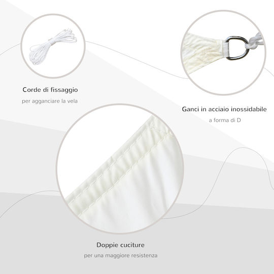 Outsunny Vela Ορθογώνιο Πανί Σκίασης Μπεζ με Κρίκους 4x3m