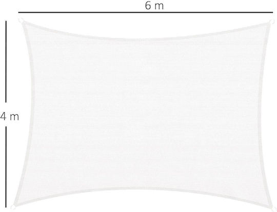 Outsunny Ορθογώνιο Πανί Σκίασης Λευκό με Κρίκους 6x4m