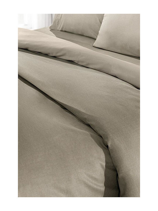 Guy Laroche Sheet King Size with Elastic 180x200+42cm. Color Plus Taupe