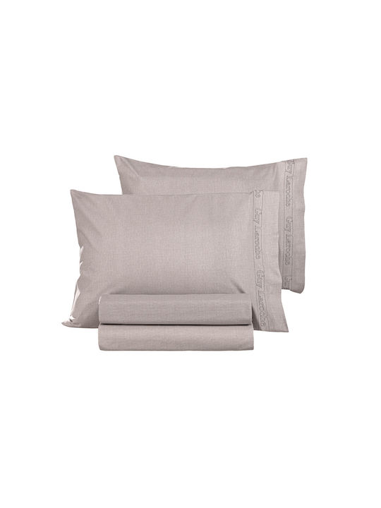 Guy Laroche Sheet King Size with Elastic 180x200+42cm. Color Plus Melanze