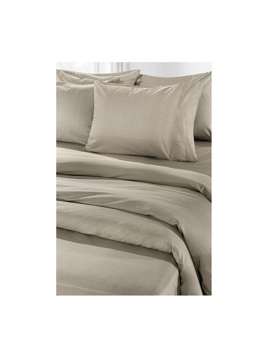 Guy Laroche Sheet for Single Bed with Elastic 100x200+32cm. Color Plus Taupe