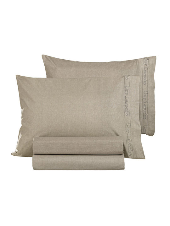 Guy Laroche Sheet Super-Double with Elastic 160x200+32cm. Color Plus Taupe