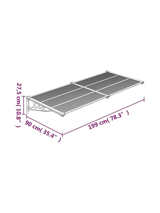vidaXL Πολυκαρβονικό Στέγαστρο Π199xΒ90cm