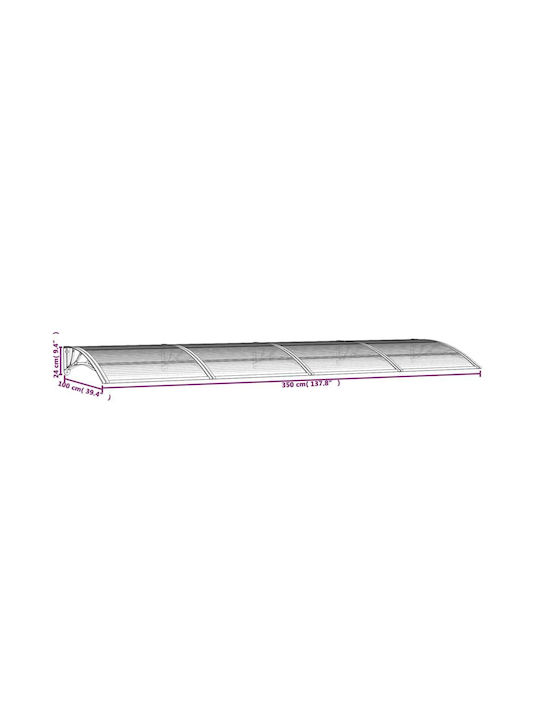 vidaXL Polycarbonate Door / Window Canopy Roof P350xW100cm