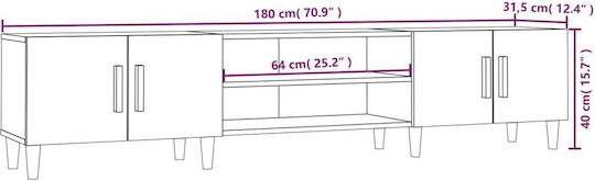 Gray TV Stand L180xD31.5xH40cm