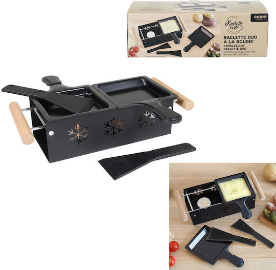 Cook Concept Съд за фондю с чаена лампа Металик за 2 души в Черен