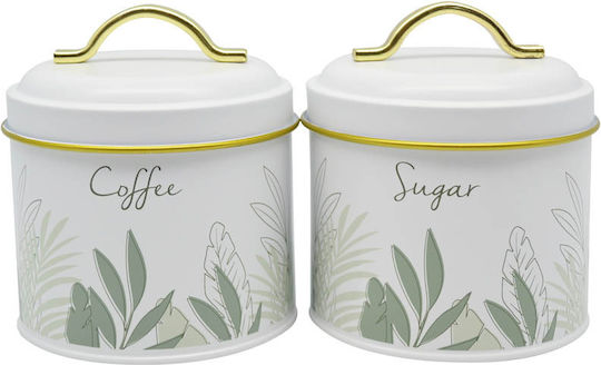 Ankor Sugar Jar with Lid Metallic White 11.2x11.2x13cm 1 Pieces