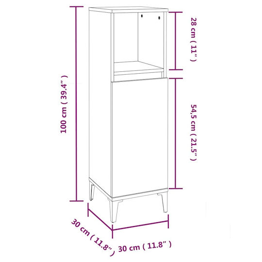 vidaXL Bathroom Cabinet L30xW30xH100cm Oak