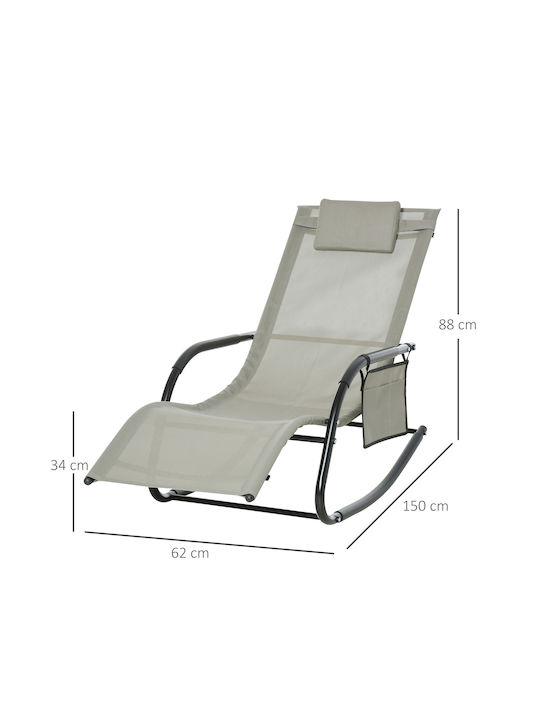 Deckchair Metallic with Textilene Fabric Black 62x88x165cm.