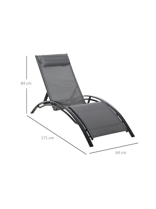 Liegestuhl Aluminium mit Textilene-Stoff Gray 171x46x82cm.