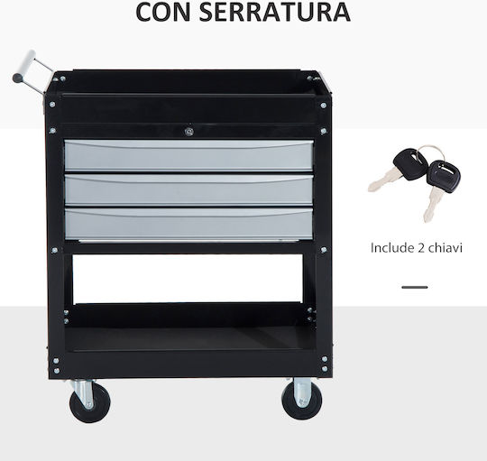 HomCom Bancă 46x88x68cm cu 3 Sertare 1buc B20-051BK