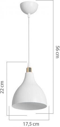 Pakketo Lofty Pendant Light White Bell with Socket E27 18x18x56cm