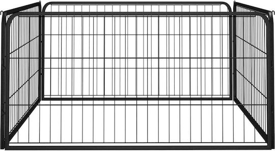 vidaXL Metal Dog Park with 4 Panels 100x100x50cm Black