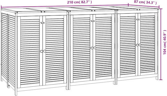 Three-Leaf Wooden Cabinet with Locking Capability 210x87x104 cm