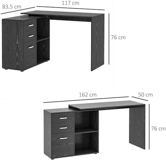 Γωνιακό Γραφείο Ξύλινο Μαύρο 117x83.5x76εκ.