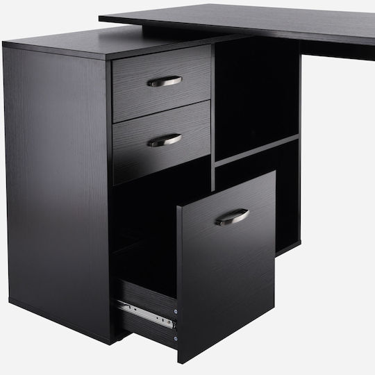 Γωνιακό Γραφείο Ξύλινο Μαύρο 117x83.5x76εκ.