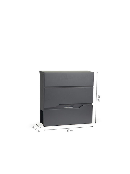 Metallic Mailbox Gray 37x10.3x37cm