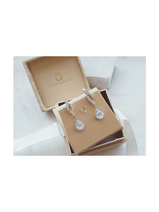 14K White gold earrings with cubic zirconia