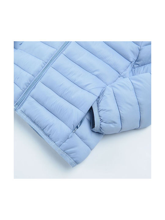 Boys Quilted Coat Light Blue with Ηood