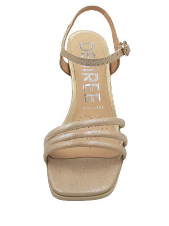 Desiree Shoes Alexa4 Leder Damen Sandalen Anatomisch in Gold Farbe ALEXA4