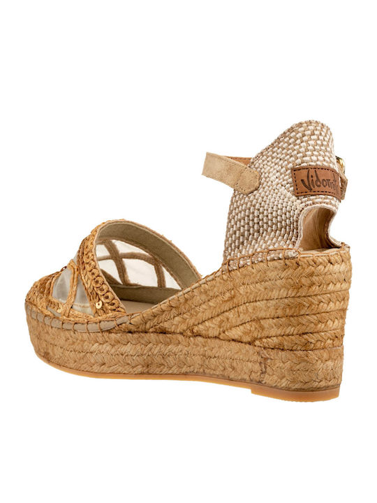 Damenplattformen im Espadrilles-Stil Goldene