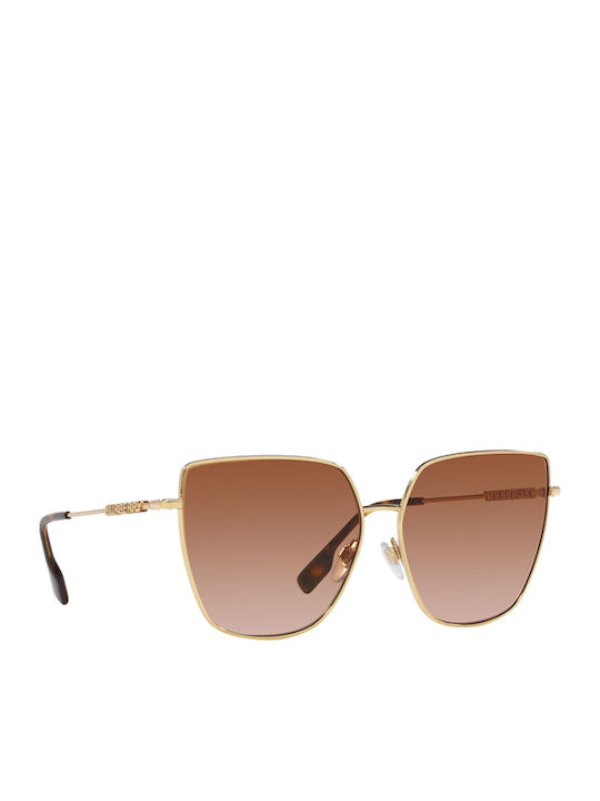 Burberry Alexis Women's Sunglasses with Gold Metal Frame and Brown Gradient Lens BE3143 110913