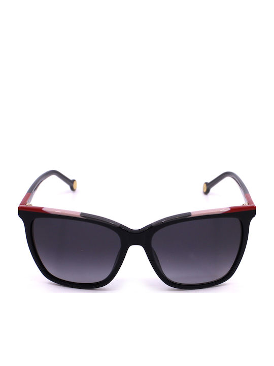 Carolina Herrera Woman Sunglasses With Black Horn-Rimmed Frame And Brown Gradient Lens SHE826 0700