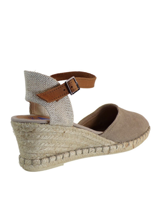 1540001 Women's Leather Platform Espadrilles Pouro