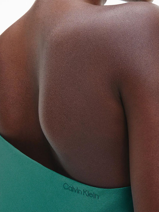 Γυναικεία Καλοκαιρινή Μπλούζα Σατέν Off-Shoulder με έναν Ώμο Πράσινη
