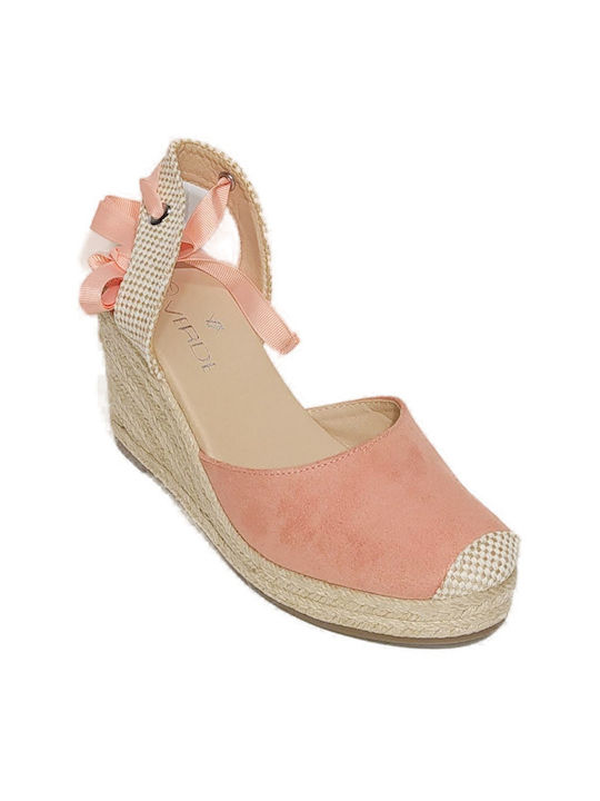 Verde Women's Suede Platform Espadrilles Pink