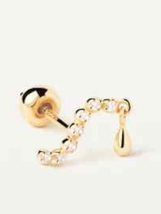 P D Paola Single Earring made of Silver Gold Plated with Stones