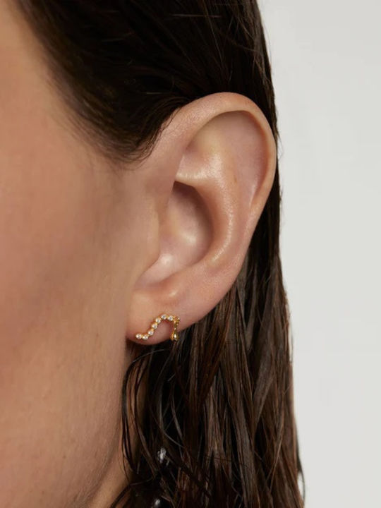 P D Paola Single Earring made of Silver Gold Plated with Stones