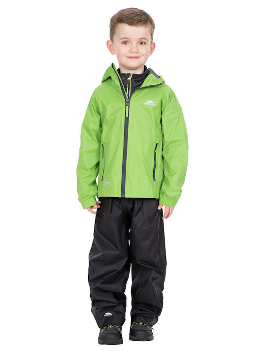 Waterproof Kids' Casual Jacket Short Windproof with Hood Green