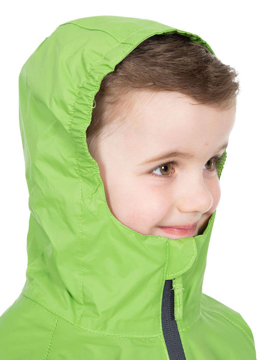 Waterproof Kids' Casual Jacket Short Windproof with Hood Green