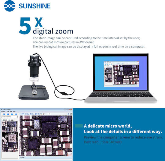 Sunshine Ψηφιακό Μικροσκόπιο USB Μονόφθαλμο 50x-100xx