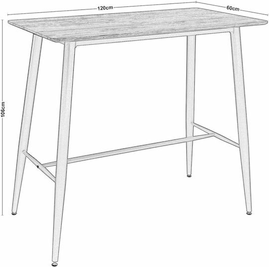 Lavida Table Bar Wooden with Metal Frame Oak 120x60x106cm