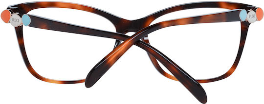 Emilio Pucci Plastic Eyeglass Frame Cat Eye Brown EP5150 052